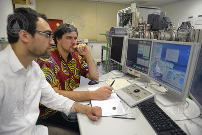 Adam Sarafian and Horst Marschall in the in the NENIMF lab.