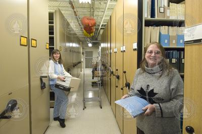Ann Devenish and Ellen Levy in the data library.
