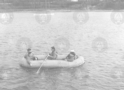 Jan Hahn and others trying out a raft