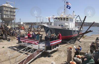 R/V Tioga during the christening ceremony in Somerset, MA.