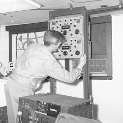 Ed Chute on the Atlantis II during the Thresher search.