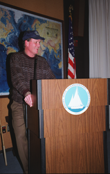 Bob Ballard at the podium during his retirement party.