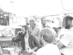 Group working in lab aboard Knorr