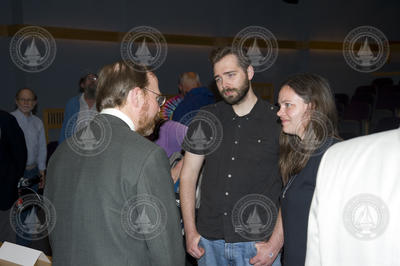 Ken Buesseler interacting with audience members after event.