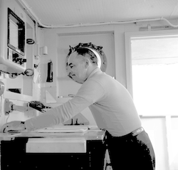 Working in lab aboard Gosnold