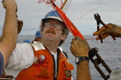 Bob Weller working on the STRATUS mooring recovery.