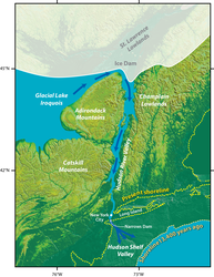 Historic ice age Hudson River Valley flood.