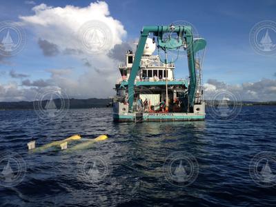 HROV Nereus at the surface just aft of MV Alucia.