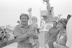 Steve Gegg with his family on Knorr after return from the Titanic cruise.