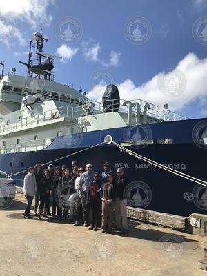2017 MIT Knight fellows on the dock with R/V Neil Armstrong.