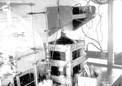 Lab equipment set up below deck of Knorr