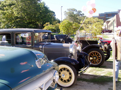 The antique car display at the Employee Recognition celebration