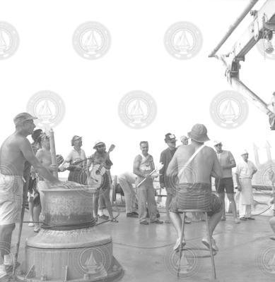 The Atlantis II line crossing ceremony on deck.