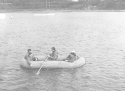 Jan Hahn and others trying out a raft
