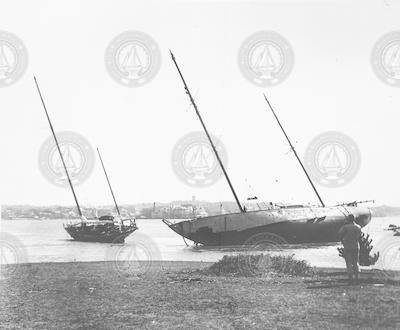 Saluda and Atlantis aground after hurricane.