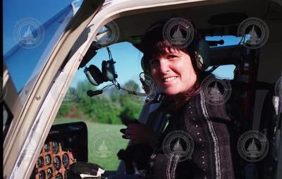 Shelley Dawicki in a helicopter.