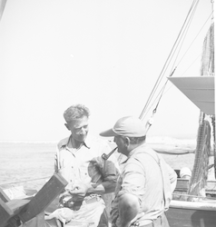 Donald Poole and unidentified person in Menemsha.