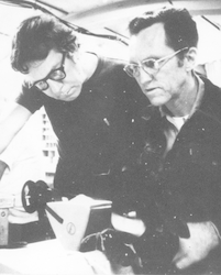 James Heirtzler (right) at work in Geology and Geophysics.