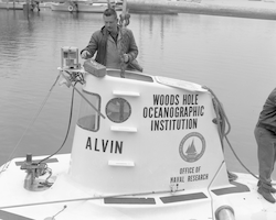 Marvin McCamis on Alvin in Eel Pond.