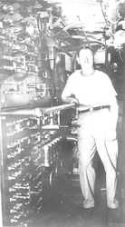 Chief Engineer Harold Backus in the engine room of Atlantis
