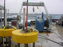 Clap Trap sediment trap surface buoys stowed on deck.