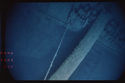 Overhead image of the Titanic wreck site, taken by the ANGUS sled cameras.