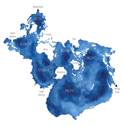 Spilhaus projection of the world's oceans.