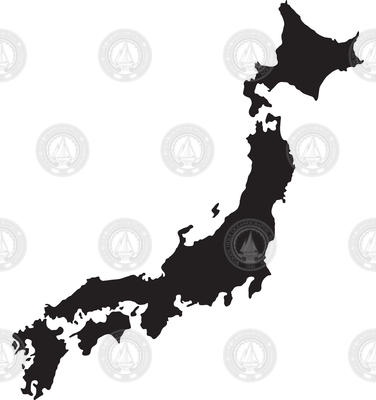 Map silhouette of Japan locating Fukushima.