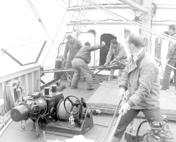 Working with equipment on deck of Bear
