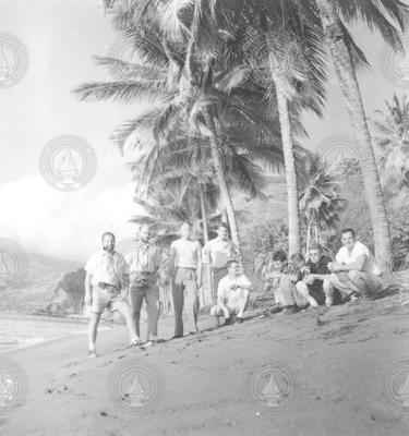 Group on beach in Martinique