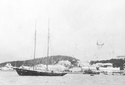 Full view of Chance in unknown harbor.