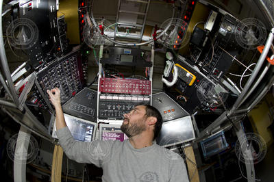 Mike Skowronski working inside the Alvin personnel sphere.