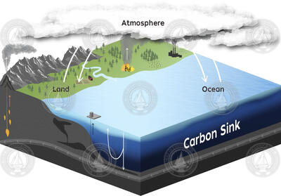 Illustration showing the carbon exchange cycle.