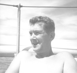 Cyril Backus relaxing aboard Crawford