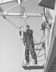 Gerry Metcalf on hydroplatform aboard ship