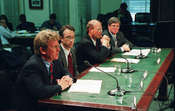 Bill Curry (left) speaking at a US Senate committee hearing