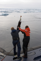 engt Liljebladh and Peter Winsor deploying Polar Profiling Float.