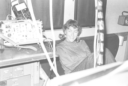 Barbara Botthandt sitting in lab aboard Chain