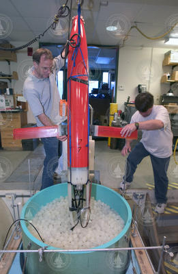 Jeff Sherman and Brian Guest working with Spray Glider in lab.