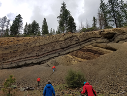 Investigating the interior of a cinder cone on Mount Shasta in northern CA.