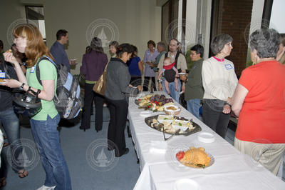 The reception prior to Captain Stefanyshyn-Piper's presentation.