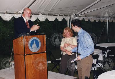 John Farrington and Judy McDowell congratulating Danny Sigman.