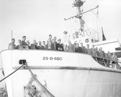 Group attending dedication, posing aboard Horizon