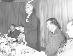 Paul Fye presenting Bruce Heezen with the Bigelow Medal.