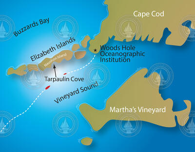 Location map for Tarpaulin Cove, Elizabeth Islands.