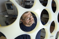 Dave Hamblin making polypropylene racks for HROV Nereus.