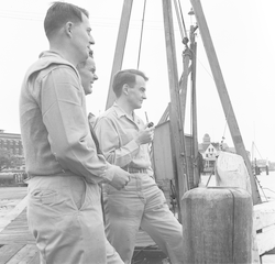 Fuglister, Hayes and Miller at WHOI dock.