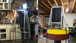Matt Long working on a solar-powered communications buoy at home.