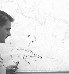 Dave Frantz showing transponding buoy tracks.