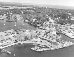Aerial view of Woods Hole and WHOI dock